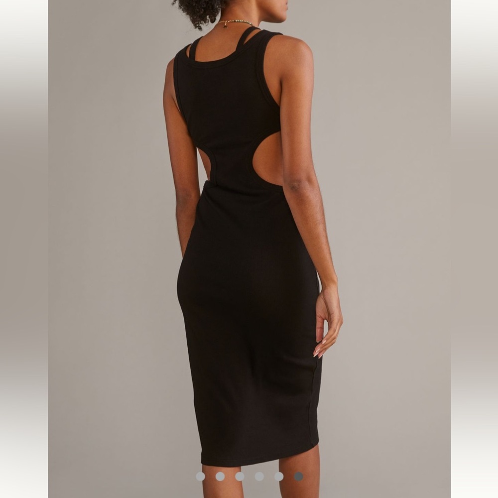 Anthropologie T.La Layered Tank Black Midi Dress Cutout